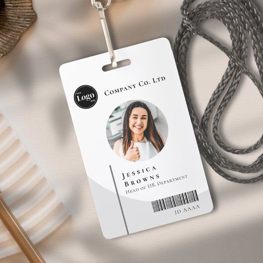 Einfache moderne Foto Black & White Mitarbeiter QR Ausweis