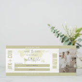 Einfache moderne Foto Boarding Pass Zielort Einladung (Stehend Vorderseite)