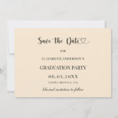 Einfache moderne Foto-Champagner-Abschlussfeier Save The Date (Rückseite)