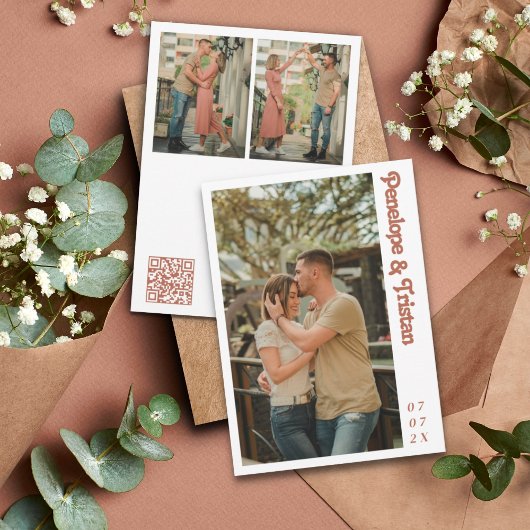 Einfache, moderne Foto Collage Hochzeit Einladung