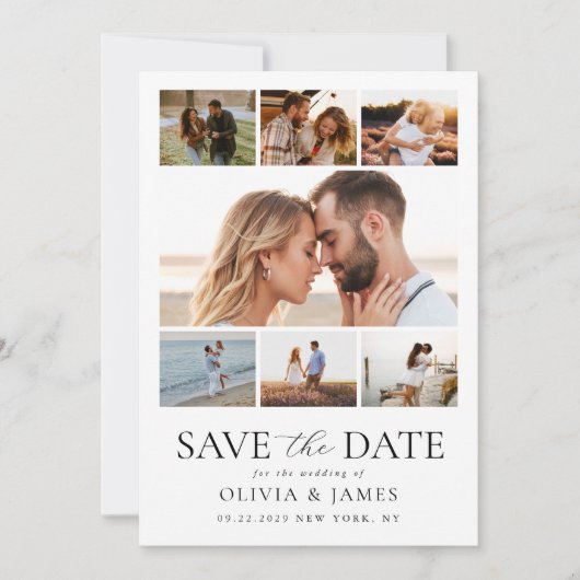 Einfache moderne Foto Collage Hochzeit Save The Date (Vorderseite)
