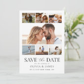 Einfache moderne Foto Collage Hochzeit Save The Date (Stehend Vorderseite)