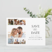 Einfache moderne Foto Collage Hochzeit Save The Date (Stehend Vorderseite)