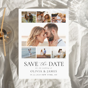 Einfache moderne Foto Collage Hochzeit Save The Date
