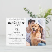 Einfache moderne Foto Dog Lover Pet Wedding Einladung (Stehend Vorderseite)