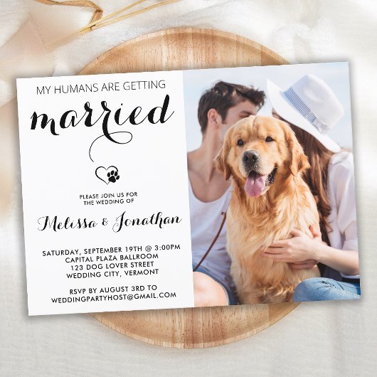 Einfache moderne Foto Dog Lover Pet Wedding Einladung