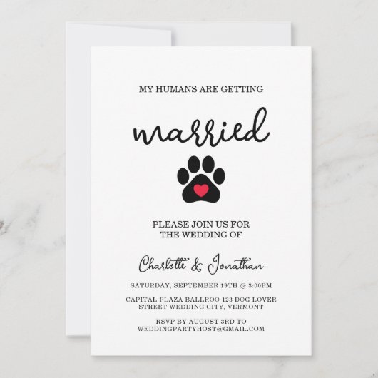Einfache moderne Foto Dog Lover Pet Wedding Einladung (Vorderseite)
