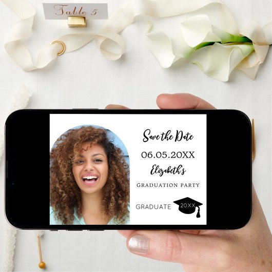 Einfache moderne Foto Graduierungspartei Save The Date