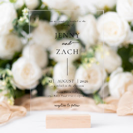 Einfache moderne Foto-Hochzeit Acryleinladungen
