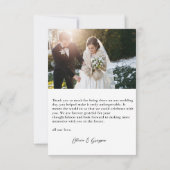 Einfache moderne Foto Hochzeit Dankeschön Karte (Rückseite)