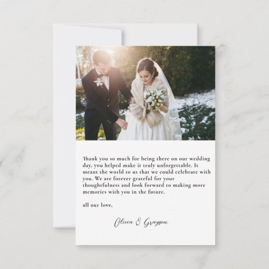 Einfache moderne Foto Hochzeit Dankeschön Karte (Rückseite)
