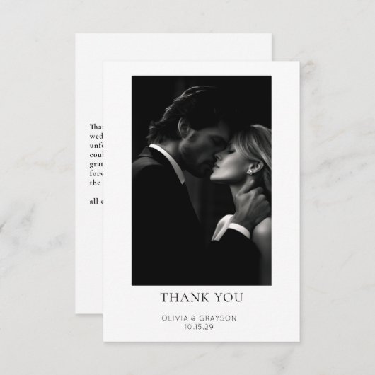 Einfache moderne Foto Hochzeit Dankeschön Karte (Vorne/Hinten)