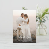Einfache moderne Foto Hochzeit Dankeschön Karte (Stehend Vorderseite)