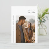 Einfache moderne Foto Hochzeit Dankeschön Karte (Stehend Vorderseite)