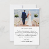 Einfache moderne Foto Hochzeit Dankeschön Karte (Rückseite)