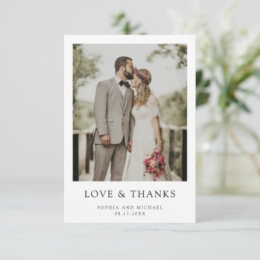 Einfache moderne Foto Hochzeit Dankeschön Karte (Stehend Vorderseite)