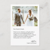 Einfache moderne Foto Hochzeit Dankeschön Karte (Rückseite)