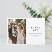 Einfache moderne Foto-Hochzeit  Dankeskarte (Stehend Vorderseite)