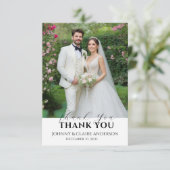 Einfache moderne Foto-Hochzeit-Dankeskarten mit No Dankeskarte (Stehend Vorderseite)