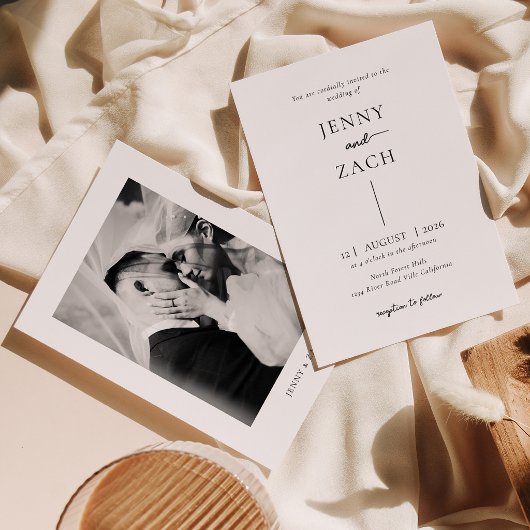 Einfache moderne Foto-Hochzeit Einladung