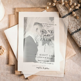 Einfache moderne Foto-Hochzeit Pergament Einladungen