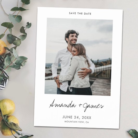 Einfache moderne Foto-Hochzeit Save the Date Magneteinladung