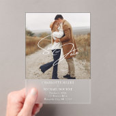 Einfache moderne Foto-Hochzeit spart das Datum Acryleinladungen (Insitu (Handheld))