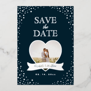 Einfache moderne Foto-Hochzeit spart das Datum Folieneinladung