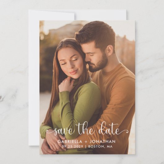 Einfache moderne Foto-Hochzeit spart das Datum Save The Date (Vorderseite)