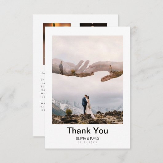 Einfache moderne Foto Hochzeit Vielen Dank Karte W (Vorne/Hinten)