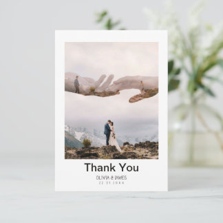 Einfache moderne Foto Hochzeit Vielen Dank Karte W