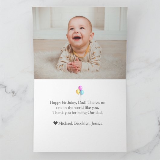 Einfache, moderne Foto-Kollektion des Vaters Karte (Innenseite)