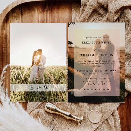 Einfache moderne Foto-Overlay-Hochzeit Einladung