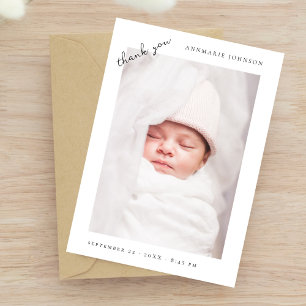 Einfache moderne Foto-Personalisierung Baby Shower Dankeskarte