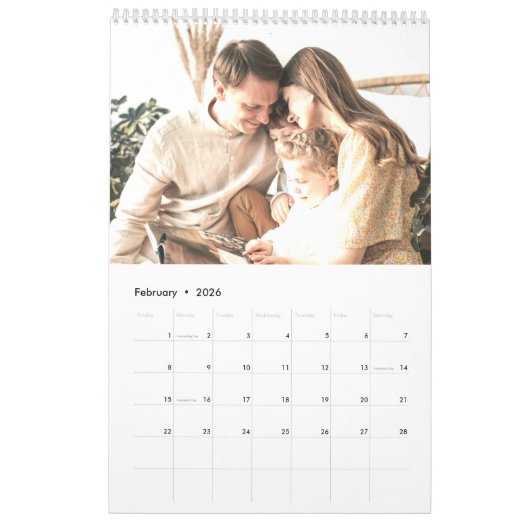 Einfache, moderne Foto-Planung Kalender (Feb 2026)