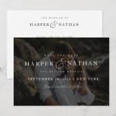 Einfache moderne Foto-QR-Code-Hochzeit Save The Date (Vorne/Hinten)