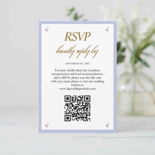 Einfache moderne Foto QR Code Hochzeitskarte RSVP Karte (Stehend Vorderseite)