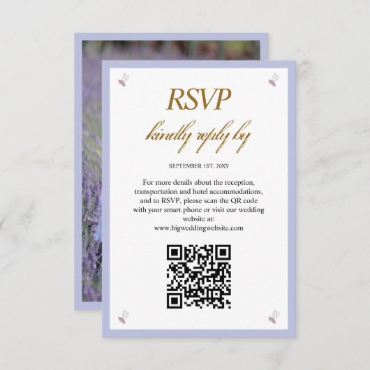 Einfache moderne Foto QR Code Hochzeitskarte RSVP Karte (Vorne/Hinten)