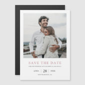 Einfache moderne Foto Rose Gold Save the Date Magneteinladung (Vorne/Hinten)