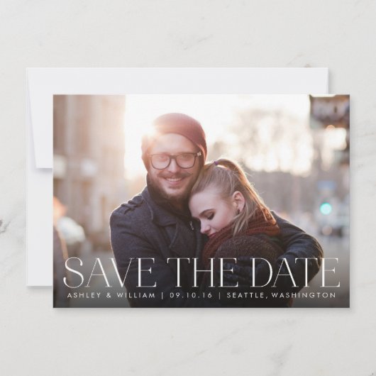 Einfache moderne Foto-Save the Date-Karte Save The Date (Vorderseite)