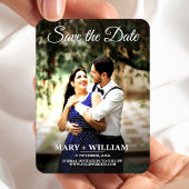 Einfache moderne Foto-Schrift Save the Date Hochze Magnet