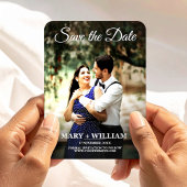 Einfache moderne Foto-Schrift Save the Date Hochze Magnet