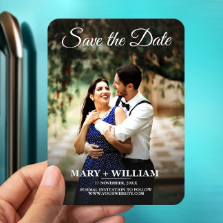 Einfache moderne Foto-Schrift Save the Date Hochze Magnet