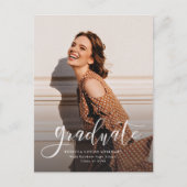 Einfache moderne Foto Script Abschluss Ankündigungspostkarte (Vorderseite)