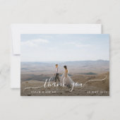 Einfache moderne Foto Script Boho Border Wedding Dankeskarte (Vorderseite)