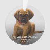 Einfache moderne Foto Welpe First Christmas Ornament (Vorderseite)