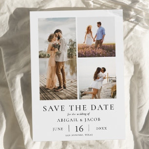 Einfache moderne Fotocollage-Hochzeit - Save-the-D Save The Date