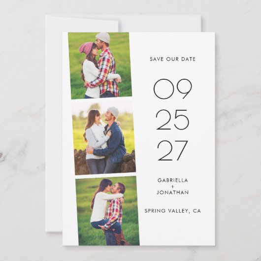 Einfache moderne FotoCollage Hochzeit Save The Date (Vorderseite)