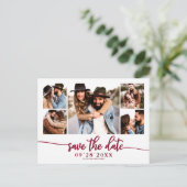 Einfache, moderne Fotocollage-Hochzeit spart das D Postkarte (Stehend Vorderseite)