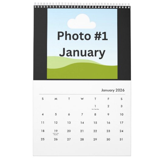 Einfache moderne FotoCollage Minimalistisch Custom Kalender (Jan 2026)